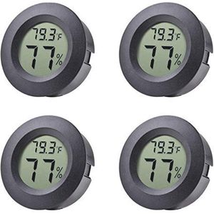 Mini-hygrometer 4 stuks - Digitale Lcd-thermometer voor Binnengebruik - Ronde Vochtigheid en Temperatuurmeter