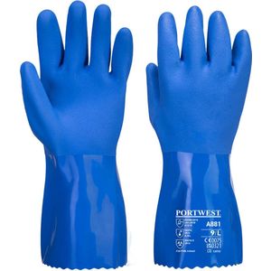 Portwest Chemiebestendige blauwe PVC handschoen - Blauw - L