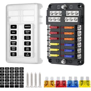 Zekeringhouder 12-polig voor auto’s boten SUV’s - 12-32 V 100 Auto's - Veilige zekeringkast .