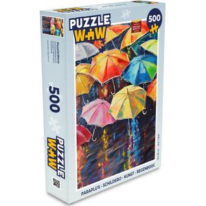Puzzel Paraplu's - Schilderij - Kunst - Regenboog - Legpuzzel - Puzzel 500 stukjes