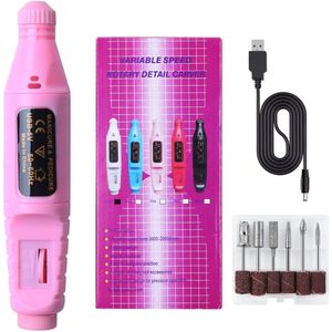 Roze Nail Pen, USB Nagelfrees, 20.000–30.000 RPM