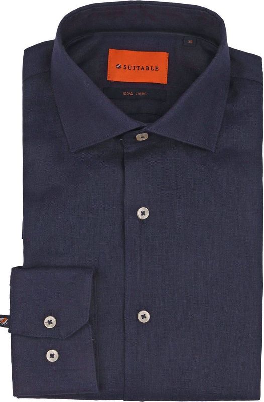 Suitable Overhemd Linnen Navy