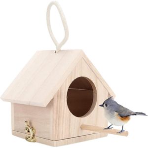 Klein hangend vogelhuisje bouwpakket met zitstang voor papegaaien - geschikt voor kleine vogels - 155 x 12 x 145 cm .