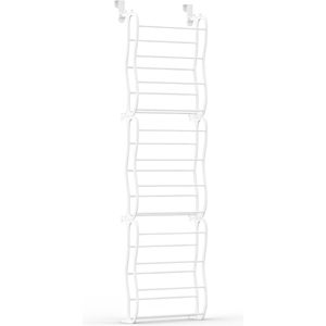 O'DADDY® hangend schoenenrek deur - Geschikt voor opdek en stompe deuren, beide kanten – 20 x 51 x 182 cm - Wit