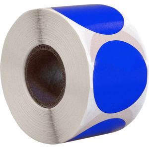 500 Etiketten Rond Blauw 35 mm op Rol - Sluitzegels - Markeringspunten - Blanco ronde stickers - DULA