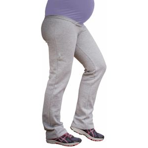 active mama - zwangerschapssportkleding - Zwangerschaps Yogabroek - met verstelsysteem - grijs met paars accent - maat s