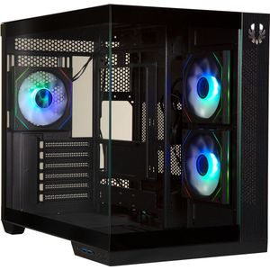 BitFenix - Triton - Gaminghoes voor PC - Zwart - Dubbele Kamer - Panoramisch Gehard Glas