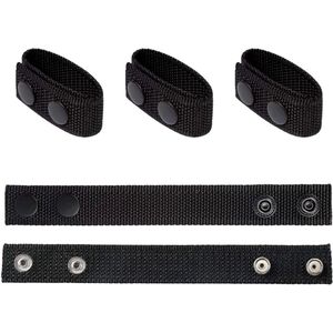 Allecto Plus - Elastische Riemhouder met Dubbele Drukknoppen voor Dienstriem in het Zwart - Maat M met Zoekwoorden: keeper, accessoire