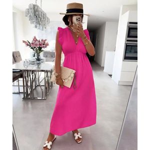 ISSYMA Lange Katoenen Jurk met Vliegende Mouwen – Lichtgewicht Zomerjurk Maat 36-42 – Spring/Summer 2025