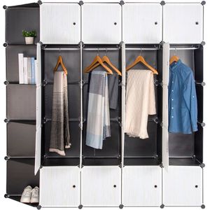 Kledingkast - Opvouwbare stoffen kledingkast - Slaapkamer - Garderobekast organizer - Kledingrek - 185x35x185cm