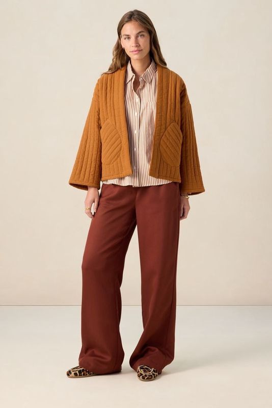 Sissy-Boy - Lichtbruine gestreepte blouse