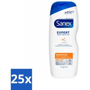 25 x Sanex - Douchegel - Dermo Sensitive - Voor Gevoelige Huid - 600 ml - Gevoelige Huid - Douchegel - Douchegel Gevoelige Huid - Douchegel Dermatologisch Getest - Douchegel Voor Gevoelige Huid