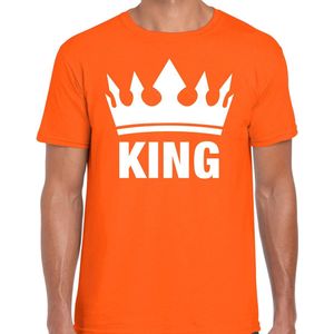 Bellatio Decorations Koningsdag t-shirt voor heren - King - oranje - feestkleding
