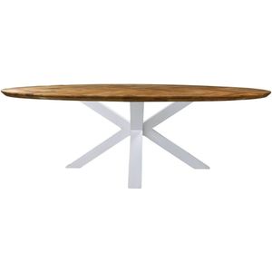 Ovale eettafel Fishbone - Naturel/wit - Eiken/metaal