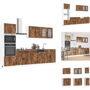vidaXL Keukenkastset - Keukenkastsets - Keukenunitset - Kastset - 7-delige Keukenkastenset Kalmar bewerkt hout gerookt eiken