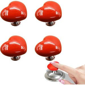 4 stuks hartvormige toiletspoelknop - toiletknop duwstang - toiletaccessoires spoeltank - spoelhendel vervangende onderdelen - toiletknop - ladegreep - rood - toetsen - auto Toilet knop Drukknop - toiletpersgereedschap