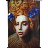 HD Collection Wandkleed Vrouw Met Kraag - Velvet - Multi - 105 x 136 x 0 cm (BxHxD)