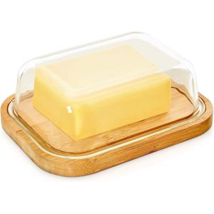 Bambuswald© botervloot met glazen deksel | geschikt voor 250 g boter - ca 17x12x5cm - hoogwaardige & luchtdichte boterdoos