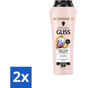 2 x Gliss-Kur - Shampoo - Split Hair Miracle - Herstelt Gespleten Haarpunten - 400 ml - Haarverzorging - Shampoo - Gespleten Haarpunten - Haarherstel - Keratine