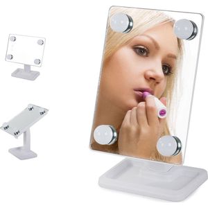 Hollywood Make-up Spiegel met verlichting | 4 LED | Dimbare | Inclusief USB Kabel | Wit