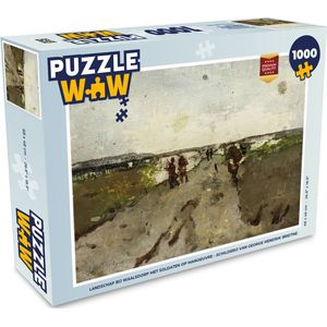 Puzzel Landschap bij Waalsdorp met soldaten op manoeuvre - Schilderij van George Hendrik Breitner - Legpuzzel - Puzzel 1000 stukjes volwassenen