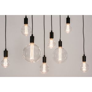 Lumidora Hanglamp 73960 - LINCOLN - 8 Lichts - E27 - Zwart - Metaal