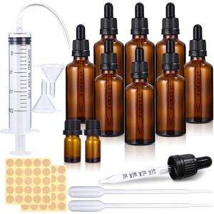 Zeynomax - 30 ml bruine glazen pipetfles met druppelaar voor etherische oliën - Handig in gebruik