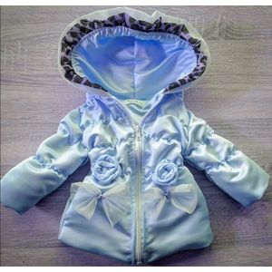 Maat 86 Zomerjas blauw met steentjes roosjes en glitter jas baby en kind kinderJas babyblauw