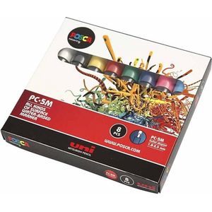 Posca Marker, lijndikte: 2,5 mm, PC-5M , standaardkleuren, medium, 8stuks