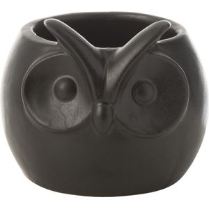 J-Line bloempot Uil - porselein - zwart - small - Ø 11 cm