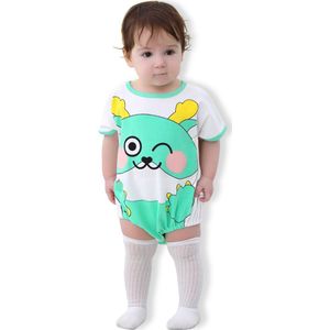 BoefieBoef Schattige Baby Dieren Romper Draak Boxpakje - Zacht Katoenen Babykleding 0-12 Maanden - Jumpsuit Kinderen - Pyjama - Speelpak - Outfit - Babybody - Comfortabel Babypakje Drukknoopsluiting - Jongen & Meisje - Perfect Kraamcadeau - 0-1 jaar