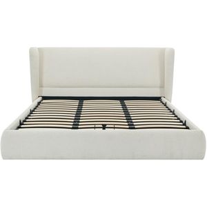 Vente-unique Bed met opbergruimte 140 x 190 cm - Boucléstof - Crèmewit - CORTAGA L 165 cm x H 104 cm x D 214 cm