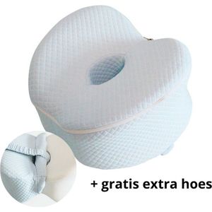 DD.commerce Kniekussen - Kniekussen voor in bed - Zijslaapkussen volwassenen - Beenkussen - Met extra wasbare hoes - Blauw