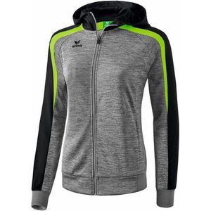 Erima Liga 2.0 Trainingsjack Met Capuchon Dames - Grey Melange / Zwart / Green Gecko | Maat: 46