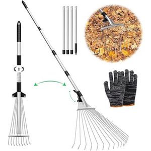 Gazonhark - Bladhark Met Steel - Waaierbezem - Tuinhark - Nivellering hark - Gazonhark Nivelleringhark - Gazonrakel - Verstelbare Steel