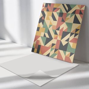 Wallfluent Vinyl Wandpaneel - Abstract geometrisch patroon PVC Muurpaneel - 50 cm x 50 cm - Beige PVC wandpaneel - 4 stuks - Vierkant Wandbekleding Vinyl - Abstractie Wandpaneel - Zelfklevende Wandbekleding - Wandpaneel Keuken en Badkamer