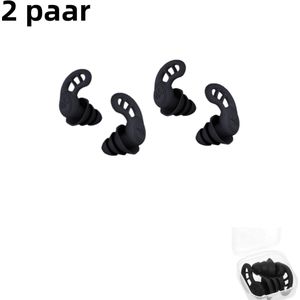 2 paar siliconen oordopjes voor geluidsreductie en slapen, geschikt voor slaapzalen, kantoorgeluidsreductie en zwart