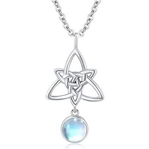 Maansteen halsketting S925 sterling zilver Keltische knoop voor dames en meisjes