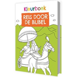 KLEURBOEK - Reis door de Bijbel - 63 christelijke kleurplaten - luxe gebonden hardcover 128 pagina's