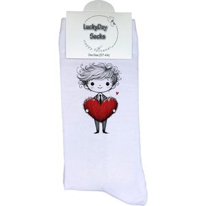 Valentijn cadeau - Valentijn sokken - Grappige sokken - Leuke sokken - Hem Haar sokken - Vrolijke sokken - Liefde - Trouw Cadeau - Vaderdag - Moederdag - Verjaardag cadeau - Bruiloft - Kerst cadeau - Leuk Cadeau - Socks maken Happy - 37-44 - Hart