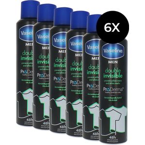 Vaseline Men Double Invisible Pro Derma Deodorant Spray - 6 x 250 ml