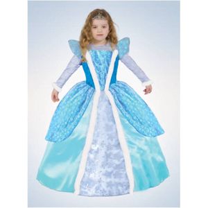 Principessa Cristalle di Neve - prinsessenjurk - 6-8 jaar - frozen - Elsa - blauw- 111 cm