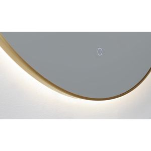 Ronde spiegel 80cm - goud geborsteld met LED verlichting (3 kleur instelbaar & dimbaar) incl. verwarming