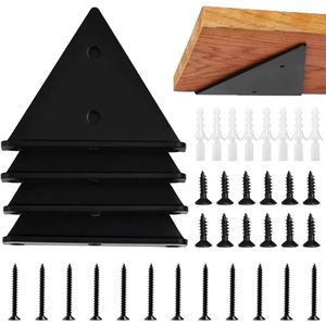 4 stuks kleine driehoekige plankbeugels - zwevende plankbeugel - zwarte verborgen zwevende plankbeugels - metalen plankdrager - voor kleine houten zwevende planken