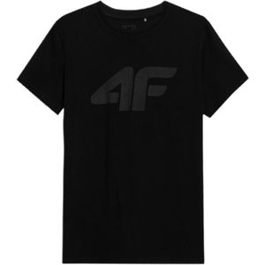 4F Heren T-shirt van zachte katoen in zwart, maat XL, regular fit met ronde hals voor dagelijks comfort en stijl.