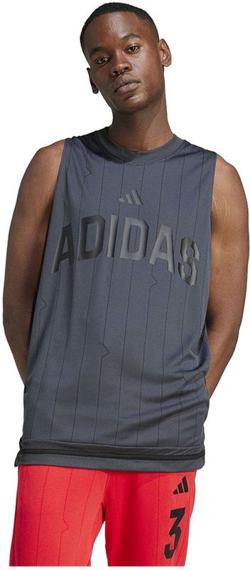 adidas - Tanktop - Zwart - 100% Polyester - Sportieve Zijsplitten