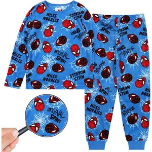 Spider-Man Marvel Blauwe fleece jongenspyjama, warm, lange mouw