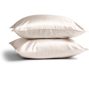 2x Zijden Kussensloop 45x65cm Ivoor Ritssluiting 19 Momme - Kussensloop set - Luxe Silk Kussensloop 100% moerbei zijde - Zijde kussensloop - Silk Heaven - 45x65cm (voor ergonomische kussens 60x40cm) / Ritssluiting