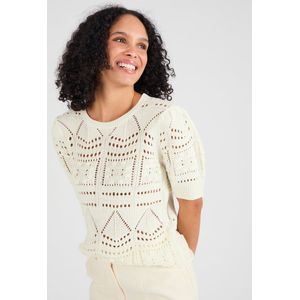 Damart - Trui opengewerkt tricot met haakeffect - Dames - Beige - XL