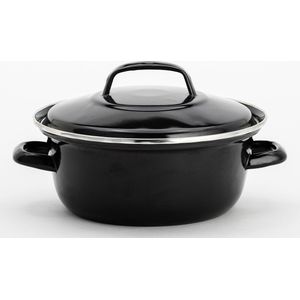 Lite-Body - Magnus - Braadpan , Frituurpan 26cm/3l met deksel - Emaille - Zwart - Inductie